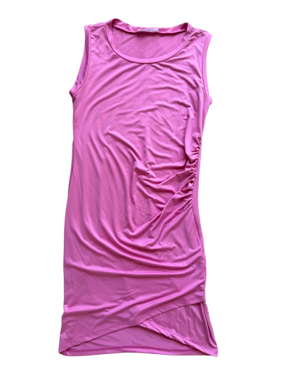 Sleeveless Ruched Pink Tank Dress
